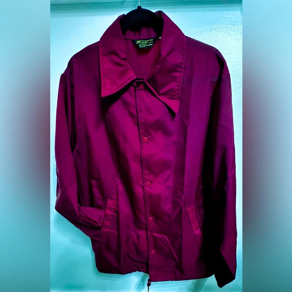 Vintage 70’s JCPenney Windbreaker Coaches Jacket — His Tall Maroon 100% nylon - Picture 4 of 6